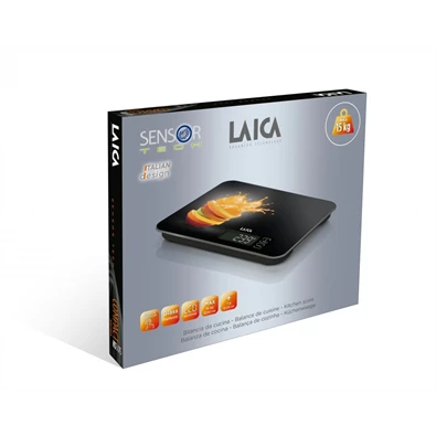 Laica KS5015L narancs mintás fekete digitális konyhai mérleg