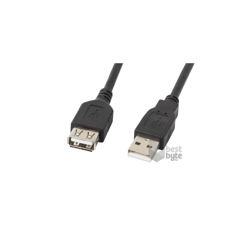 Lanberg 1,8m USB-A 2.0 apa - anya fekete kábel