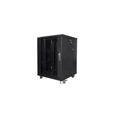Lanberg FA01-6615-12B 19" 15U SZÉL:600mm MÉLY:600mm MAG:848mm összeszerelt üvegajtós fekete rack szekrény Lanberg FA01-6615-12B 19" 15U SZÉL:600mm MÉLY:600mm MAG:848mm összeszerelt üvegajtós fekete rack szekrény