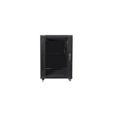 Lanberg FF01-6615-12B 19" 15U SZÉL:600mm MÉLY:600mm MAG:848mm lapraszerelt üvegajtós fekete rack szekrény