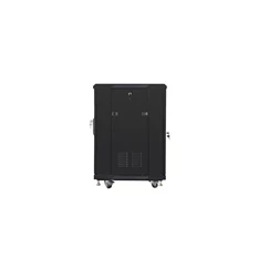 Lanberg FF01-6615-12B 19" 15U SZÉL:600mm MÉLY:600mm MAG:848mm lapraszerelt üvegajtós fekete rack szekrény