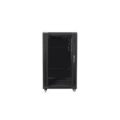 Lanberg FF01-6622-12B 19" 22U SZÉL:600mm MÉLY:600mm MAG:1159mm lapraszerelt üvegajtós fekete rack szekrény