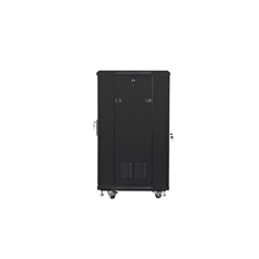Lanberg FF01-6622-12B 19" 22U SZÉL:600mm MÉLY:600mm MAG:1159mm lapraszerelt üvegajtós fekete rack szekrény
