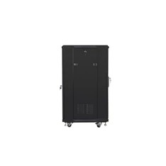 Lanberg FF01-6622-12B 19" 22U SZÉL:600mm MÉLY:600mm MAG:1159mm lapraszerelt üvegajtós fekete rack szekrény