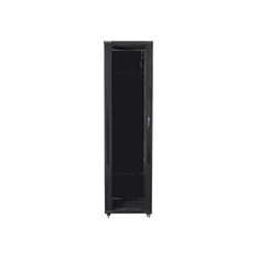 Lanberg FF01-8047-12B 19" 47U SZÉL:800mm MÉLY:1000mm MAG:2270mm lapraszerelt üvegajtós fekete rack szekrény