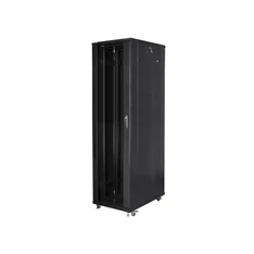 Lanberg FF01-8047-12B 19" 47U SZÉL:800mm MÉLY:1000mm MAG:2270mm lapraszerelt üvegajtós fekete rack szekrény