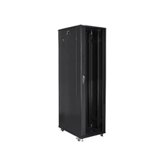 Lanberg FF01-8047-12B 19" 47U SZÉL:800mm MÉLY:1000mm MAG:2270mm lapraszerelt üvegajtós fekete rack szekrény