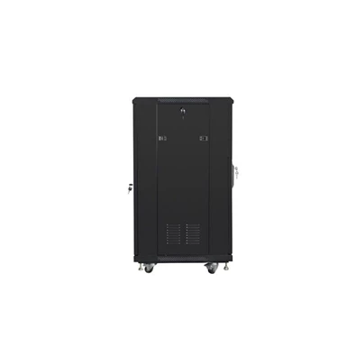Lanberg FF01-6622-12B 19" 22U SZÉL:600mm MÉLY:600mm MAG:1159mm lapraszerelt üvegajtós fekete rack szekrény
