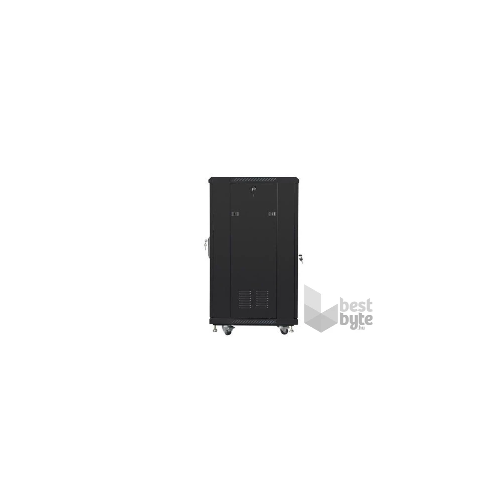 Lanberg FF01-6622-12B 19" 22U SZÉL:600mm MÉLY:600mm MAG:1159mm lapraszerelt üvegajtós fekete rack szekrény