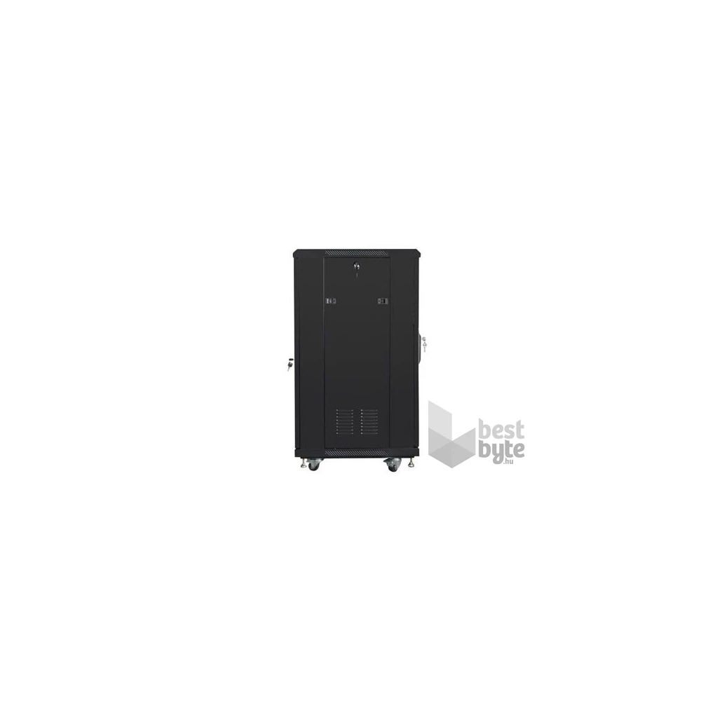 Lanberg FF01-6622-12B 19" 22U SZÉL:600mm MÉLY:600mm MAG:1159mm lapraszerelt üvegajtós fekete rack szekrény