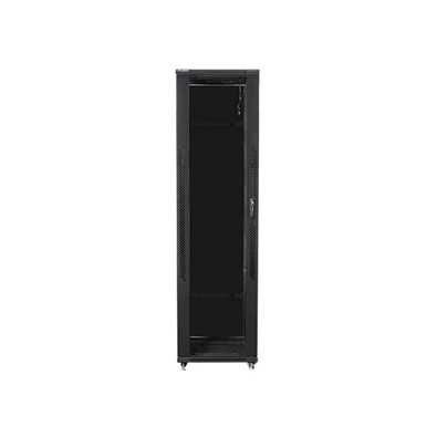 Lanberg FF01-8047-12B 19" 47U SZÉL:800mm MÉLY:1000mm MAG:2270mm lapraszerelt üvegajtós fekete rack szekrény