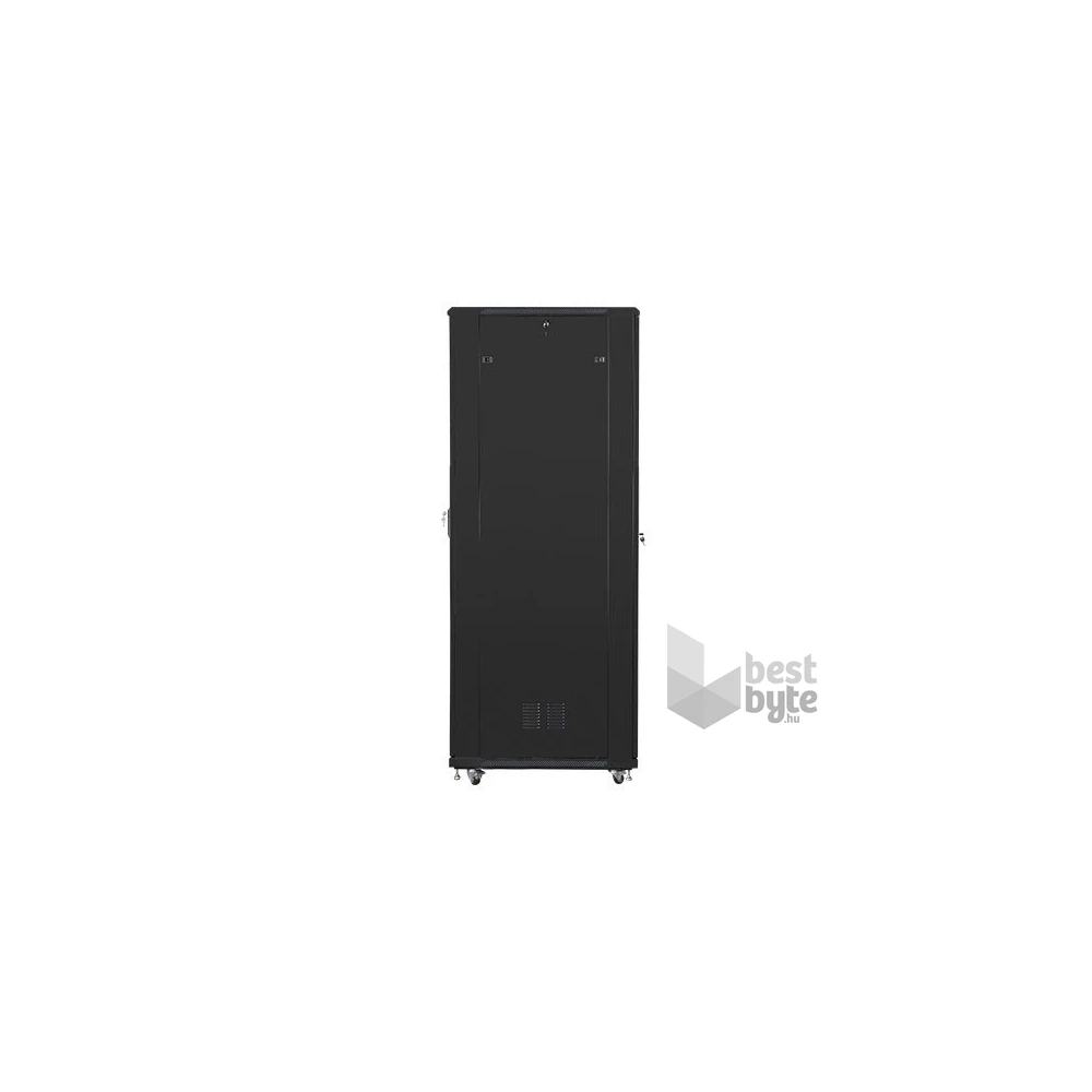 Lanberg FF01-8047-12B 19" 47U SZÉL:800mm MÉLY:1000mm MAG:2270mm lapraszerelt üvegajtós fekete rack szekrény