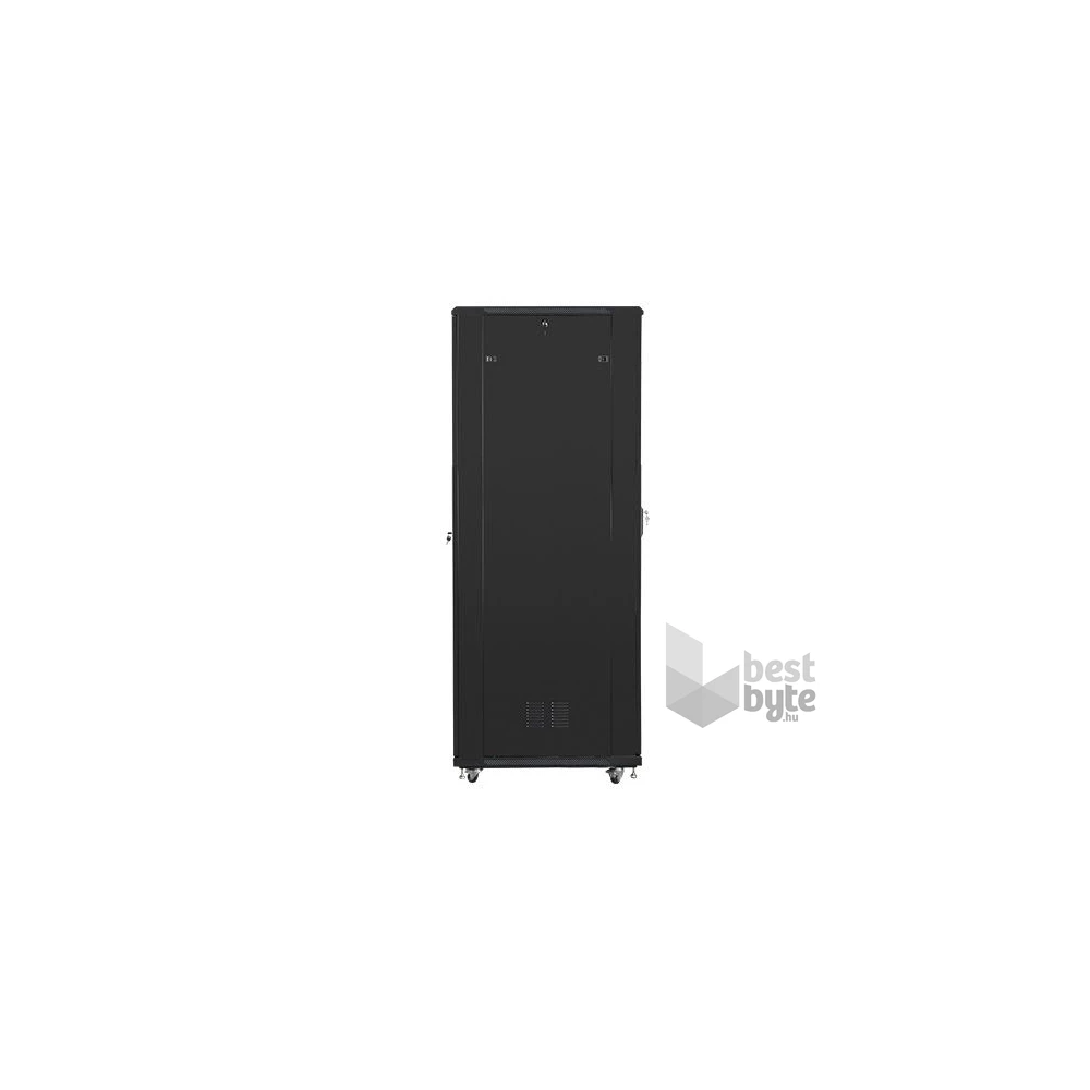 Lanberg FF01-8047-12B 19" 47U SZÉL:800mm MÉLY:1000mm MAG:2270mm lapraszerelt üvegajtós fekete rack szekrény