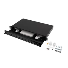 Lanberg FOP1-12SD-LQB 19" 1U 12xSC duplex vagy 12xLC Quad fekete kihúzható optikai üres patch panel Lanberg FOP1-12SD-LQB 19" 1U 12xSC duplex vagy 12xLC Quad fekete kihúzható optikai üres patch panel