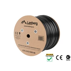 Lanberg LCF6-21CU-0305-BK Cat.6 F/UTP AWG23 Fca PE 305m árnyékolt fekete kültéri kábel