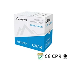 Lanberg LCS6-11CU-0305-S Cat.6 SF/UTP AWG23 Eca PVC 305m árnyékolt szürke fali kábel