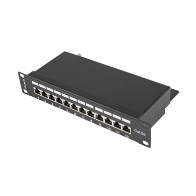 Lanberg PPF5-9012-B 10" 1U 12port Cat.5e FTP árnyékolt fekete patch panel