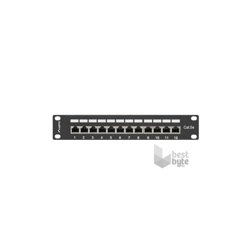 Lanberg PPF5-9012-B 10" 1U 12port Cat.5e FTP árnyékolt fekete patch panel