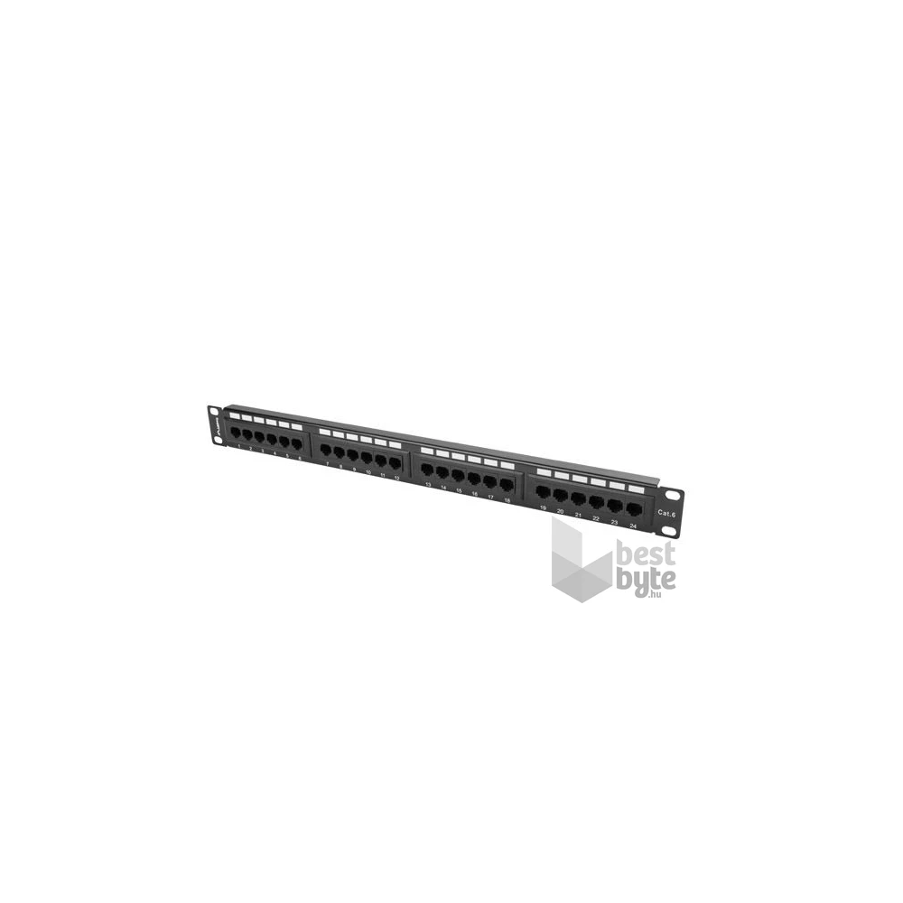 Lanberg PPU6-1024-B 19" 1U 24port Cat.6 UTP árnyékolatlan fekete patch panel