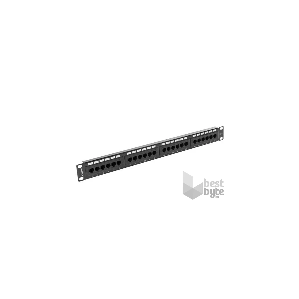 Lanberg PPU6-1024-B 19" 1U 24port Cat.6 UTP árnyékolatlan fekete patch panel