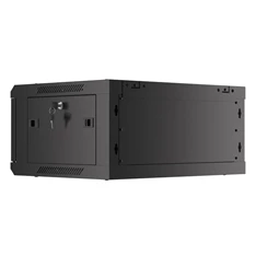 Lanberg WF01-6404-10B 19" 4U SZÉL:600mm MÉLY:450mm MAG:290mm lapraszerelt üvegajtós fekete fali rack szekrény