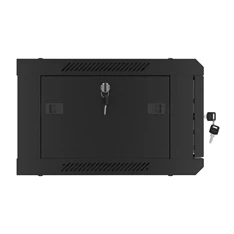 Lanberg WF01-6404-10B 19" 4U SZÉL:600mm MÉLY:450mm MAG:290mm lapraszerelt üvegajtós fekete fali rack szekrény