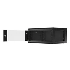 Lanberg WF01-6404-10B 19" 4U SZÉL:600mm MÉLY:450mm MAG:290mm lapraszerelt üvegajtós fekete fali rack szekrény