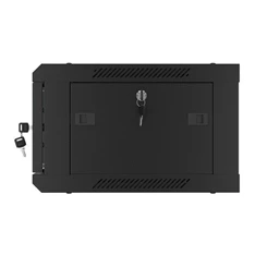 Lanberg WF01-6404-10B 19" 4U SZÉL:600mm MÉLY:450mm MAG:290mm lapraszerelt üvegajtós fekete fali rack szekrény
