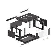 Lanberg WF01-6404-10B 19" 4U SZÉL:600mm MÉLY:450mm MAG:290mm lapraszerelt üvegajtós fekete fali rack szekrény