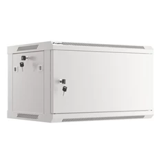 Lanberg WF01-6406-00S 19" 6U SZÉL:600mm MÉLY:450mm MAG:600mm lapraszerelt fémajtós szürke fali rack szekrény