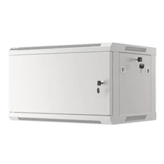 Lanberg WF01-6406-00S 19" 6U SZÉL:600mm MÉLY:450mm MAG:600mm lapraszerelt fémajtós szürke fali rack szekrény