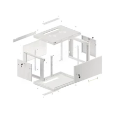 Lanberg WF01-6406-00S 19" 6U SZÉL:600mm MÉLY:450mm MAG:600mm lapraszerelt fémajtós szürke fali rack szekrény