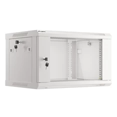 Lanberg WF01-6406-10S 19" 6U SZÉL:600mm MÉLY:450mm MAG:379mm lapraszerelt üvegajtós szürke fali rack szekrény