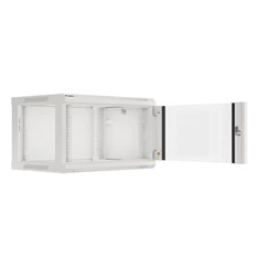 Lanberg WF01-6406-10S 19" 6U SZÉL:600mm MÉLY:450mm MAG:379mm lapraszerelt üvegajtós szürke fali rack szekrény