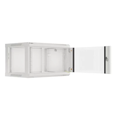 Lanberg WF01-6406-10S 19" 6U SZÉL:600mm MÉLY:450mm MAG:379mm lapraszerelt üvegajtós szürke fali rack szekrény