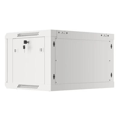 Lanberg WF01-6406-10S 19" 6U SZÉL:600mm MÉLY:450mm MAG:379mm lapraszerelt üvegajtós szürke fali rack szekrény