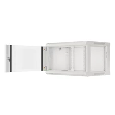 Lanberg WF01-6406-10S 19" 6U SZÉL:600mm MÉLY:450mm MAG:379mm lapraszerelt üvegajtós szürke fali rack szekrény