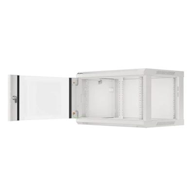 Lanberg WF01-6406-10S 19" 6U SZÉL:600mm MÉLY:450mm MAG:379mm lapraszerelt üvegajtós szürke fali rack szekrény