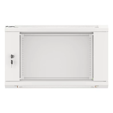 Lanberg WF01-6406-10S 19" 6U SZÉL:600mm MÉLY:450mm MAG:379mm lapraszerelt üvegajtós szürke fali rack szekrény