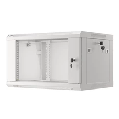 Lanberg WF01-6406-10S 19" 6U SZÉL:600mm MÉLY:450mm MAG:379mm lapraszerelt üvegajtós szürke fali rack szekrény
