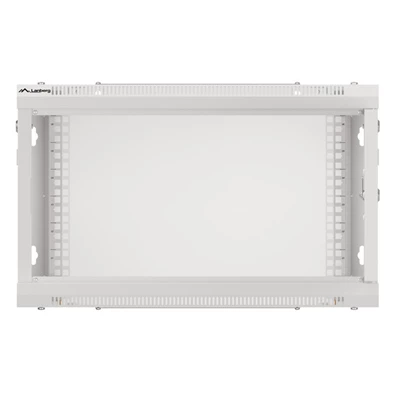 Lanberg WF01-6406-10S 19" 6U SZÉL:600mm MÉLY:450mm MAG:379mm lapraszerelt üvegajtós szürke fali rack szekrény