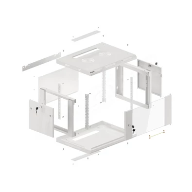 Lanberg WF01-6406-10S 19" 6U SZÉL:600mm MÉLY:450mm MAG:379mm lapraszerelt üvegajtós szürke fali rack szekrény