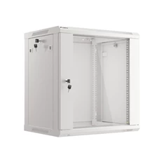 Lanberg WF01-6412-10S 19" 12U SZÉL:600mm MÉLY:450mm MAG:645mm lapraszerelt üvegajtós szürke fali rack szekrény