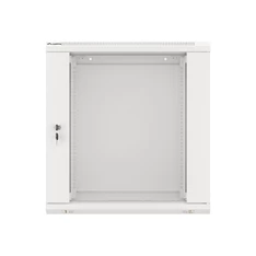 Lanberg WF01-6412-10S 19" 12U SZÉL:600mm MÉLY:450mm MAG:645mm lapraszerelt üvegajtós szürke fali rack szekrény