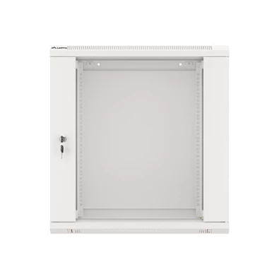 Lanberg WF01-6412-10S 19" 12U SZÉL:600mm MÉLY:450mm MAG:645mm lapraszerelt üvegajtós szürke fali rack szekrény