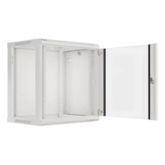 Lanberg WF01-6412-10S 19" 12U SZÉL:600mm MÉLY:450mm MAG:645mm lapraszerelt üvegajtós szürke fali rack szekrény