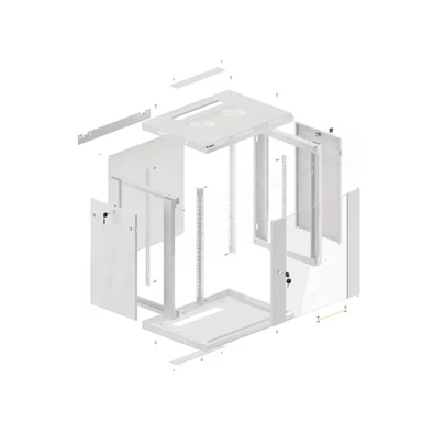 Lanberg WF01-6412-10S 19" 12U SZÉL:600mm MÉLY:450mm MAG:645mm lapraszerelt üvegajtós szürke fali rack szekrény