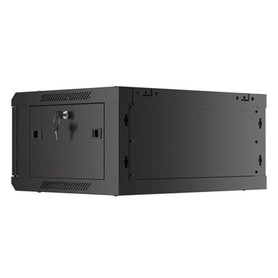 Lanberg WF01-6404-10B 19" 4U SZÉL:600mm MÉLY:450mm MAG:290mm lapraszerelt üvegajtós fekete fali rack szekrény