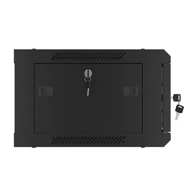 Lanberg WF01-6404-10B 19" 4U SZÉL:600mm MÉLY:450mm MAG:290mm lapraszerelt üvegajtós fekete fali rack szekrény