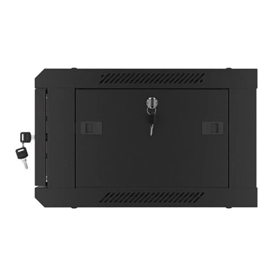 Lanberg WF01-6404-10B 19" 4U SZÉL:600mm MÉLY:450mm MAG:290mm lapraszerelt üvegajtós fekete fali rack szekrény